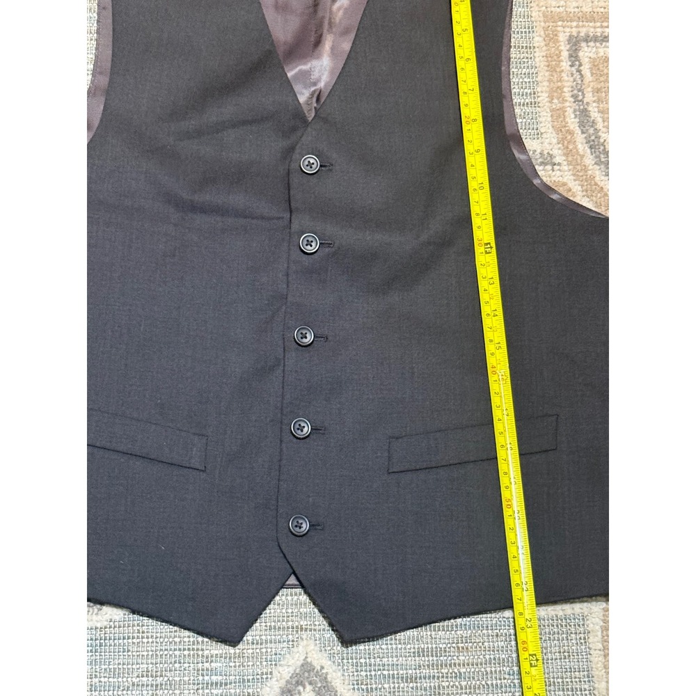 Pronto Uomo Platinum Mens Small Charcoal Gray 100% Wool Suit Vest Waistcoat - Picture 3 of 7
